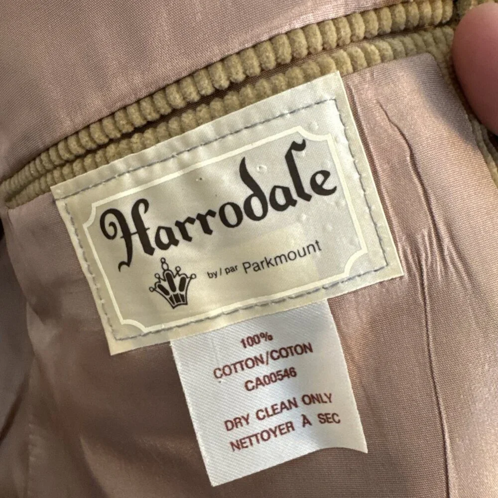 Vintage 1970s Men 42 Harrodale Tan Corduroy Western‎ Rodeo Blazer Sports Coat